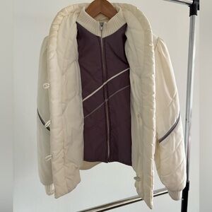 Elegant Cream and Purple Women's Puffer Jacket